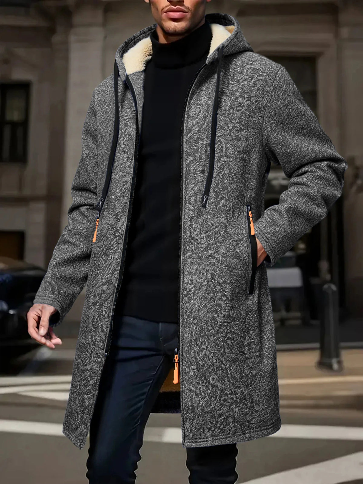 Chaqueta Gruesa Hombre con Capucha y Cremallera - Abrigo Invierno Casual - Corporación Turística