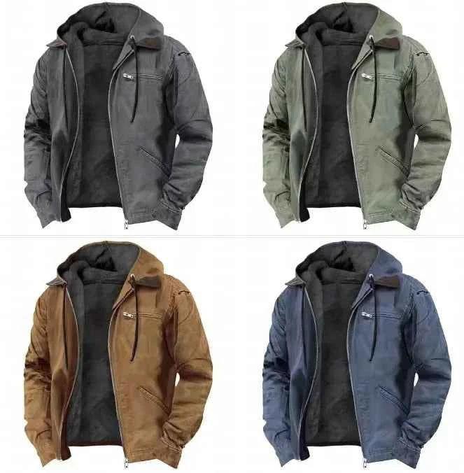Chaquetas con Capucha Hombre: Abrigo Lana Cálido Cremallera
