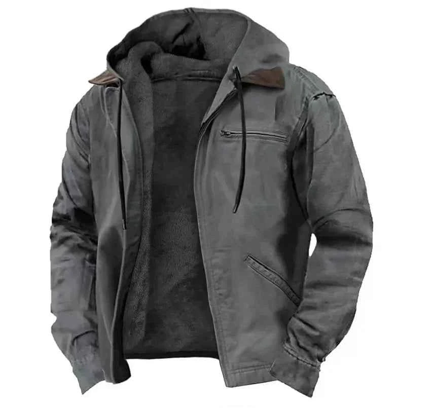 Chaquetas con Capucha Hombre: Abrigo Lana Cálido Cremallera