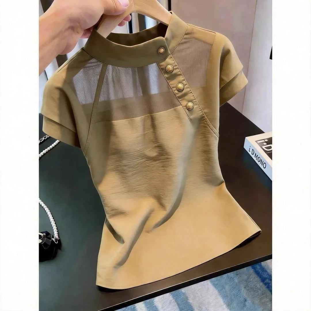 Blusa Francesa Verano 2026: Elegante Patchwork para Mujer