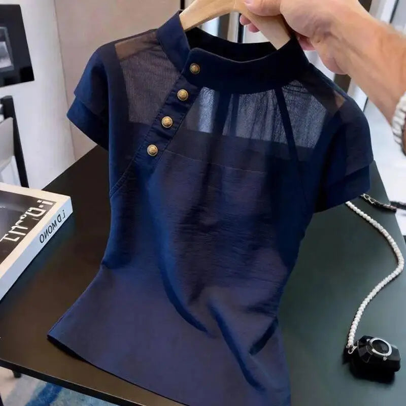 Blusa Francesa Verano 2026: Elegante Patchwork Mujer - Diseño Exclusivo - Corporación Turística