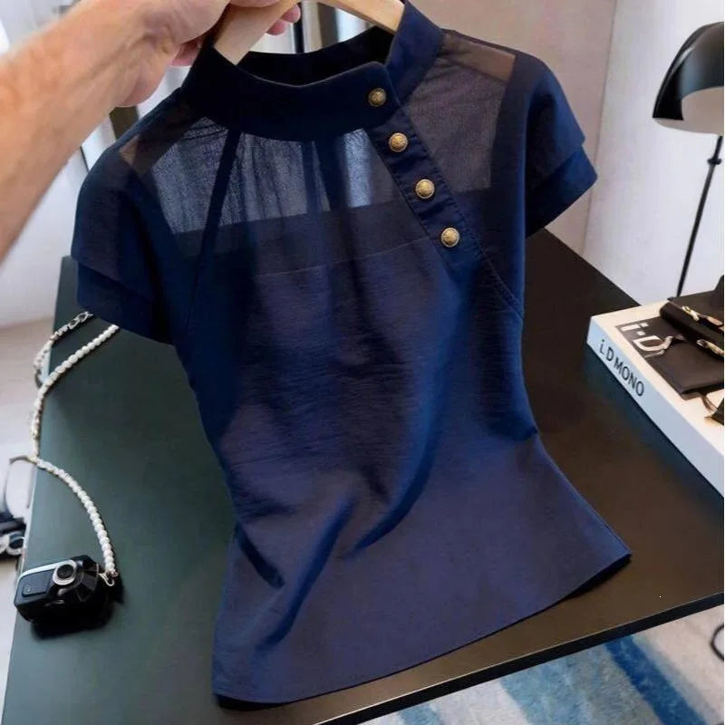 Blusa Francesa Verano 2026: Elegante Patchwork Mujer - Diseño Exclusivo - Corporación Turística