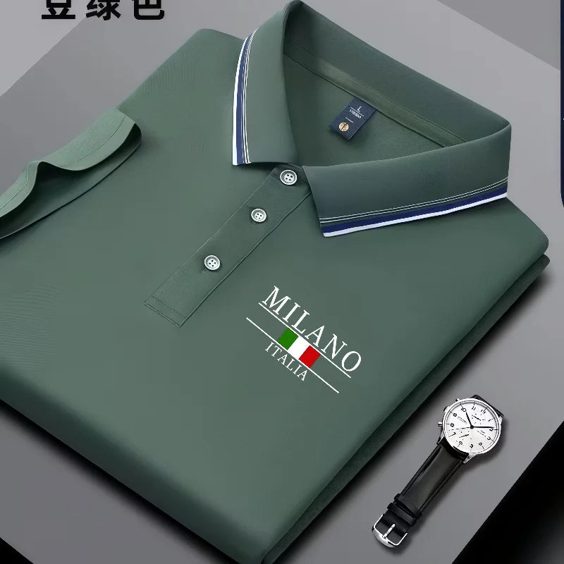 Camisa Polo Verano Hombre: Estampado Milán, Cuello Rayas - Transpirable Casual - Corporación Turística