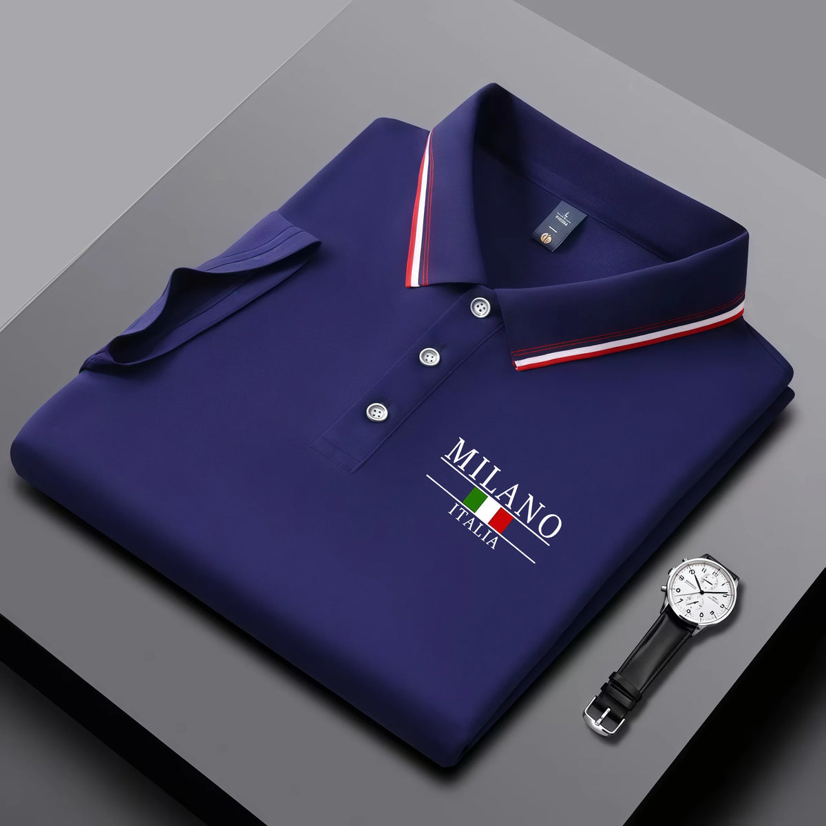 Camisa Polo Verano Hombre: Estampado Milán, Cuello Rayas - Transpirable Casual - Corporación Turística