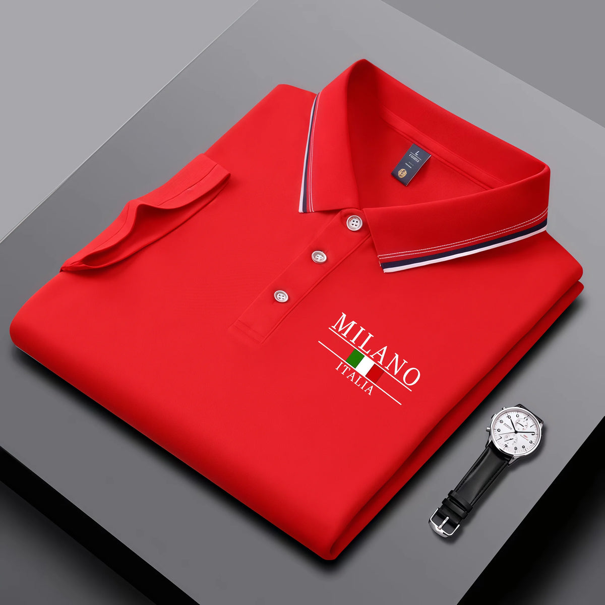 Camisa Polo Verano Hombre: Estampado Milán, Cuello Rayas - Transpirable Casual - Corporación Turística
