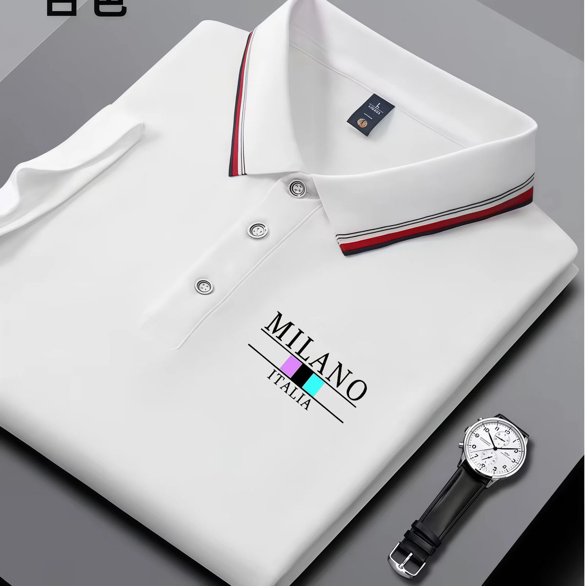 Camisa Polo Verano Hombre: Estampado Milán, Cuello Rayas - Transpirable Casual - Corporación Turística