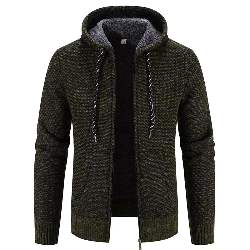 Chaqueta Informal Punto Hombre con Capucha - Abrigo Cálido Otoño Invierno