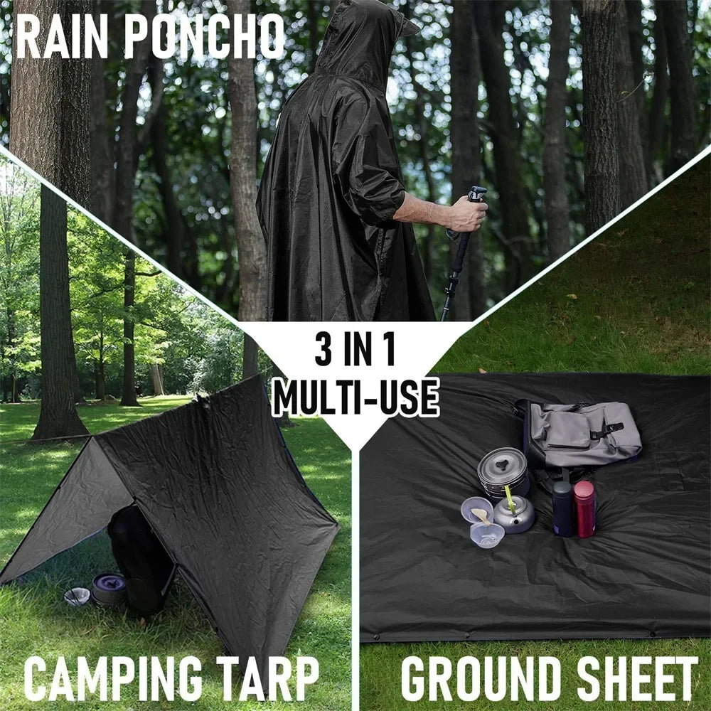 Chubasquero Militar 3 en 1: Poncho Impermeable con Capucha - Corporación Turística