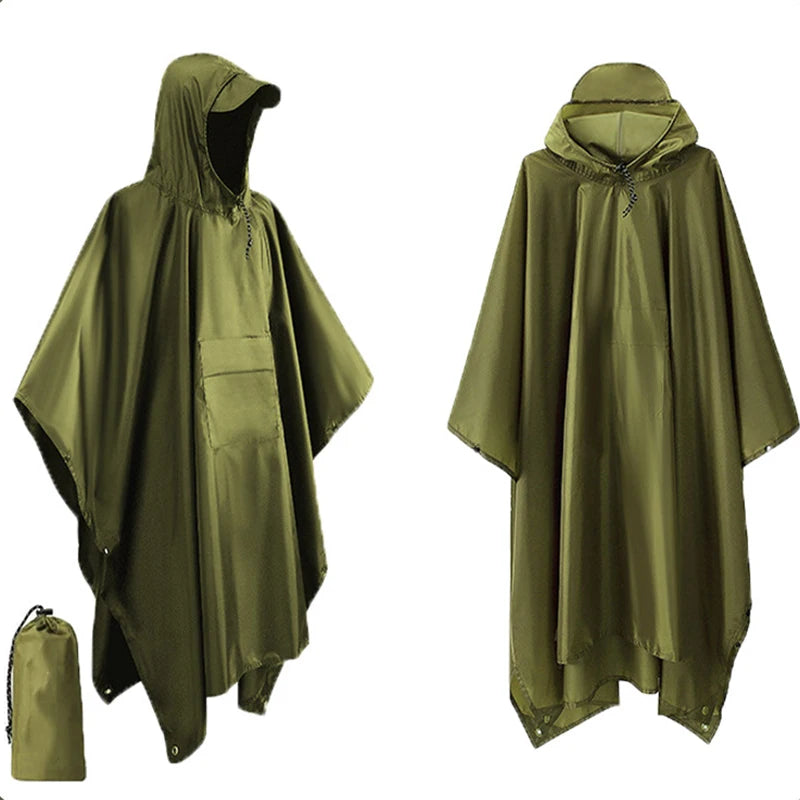 Chubasquero Militar 3 en 1: Poncho Impermeable con Capucha - Corporación Turística