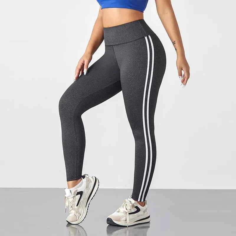 Leggings de Yoga con Rayas Mujer: Control Barriga, Mallas Gimnasio