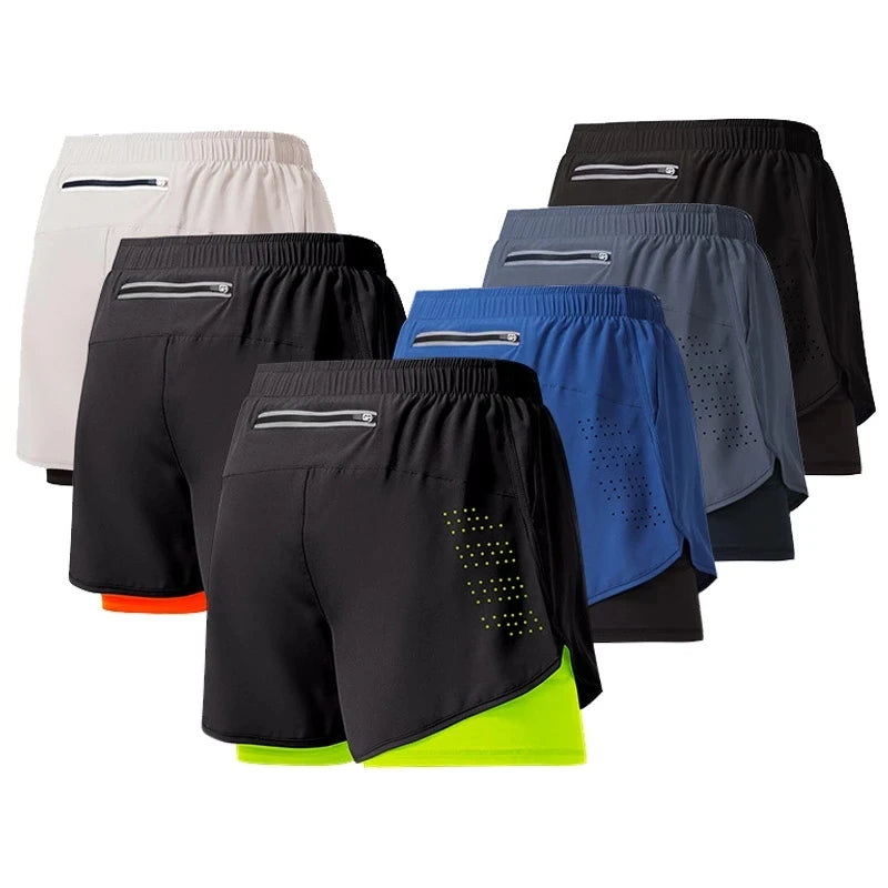 Pantalones Cortos para Correr Hombre: Doble Capa Fitness Secado Rápido - Corporación Turística
