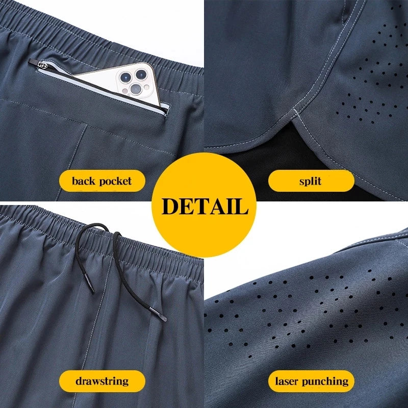 Pantalones Cortos para Correr Hombre: Doble Capa Fitness Secado Rápido - Corporación Turística