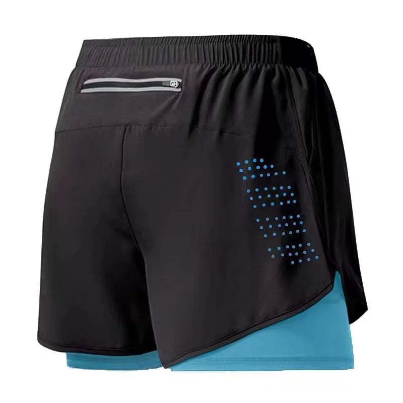 Pantalones Cortos para Correr Hombre: Doble Capa Fitness Secado Rápido - Corporación Turística
