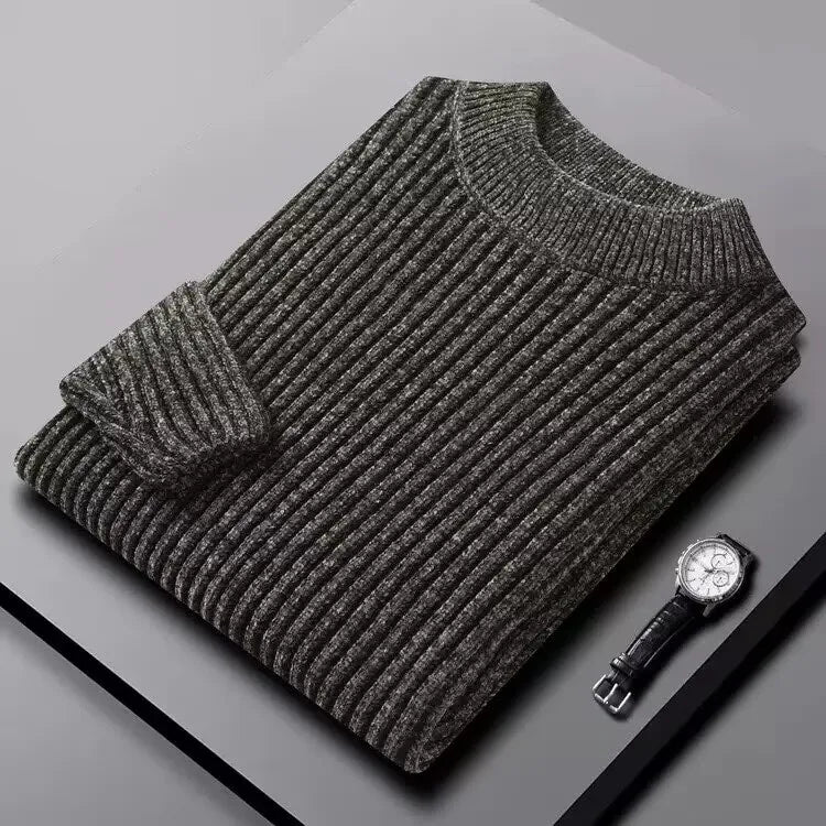Gray thick, warm men's turtleneck sweater by Corporación Turística, featuring a high collar, suitable for casual winter wear.