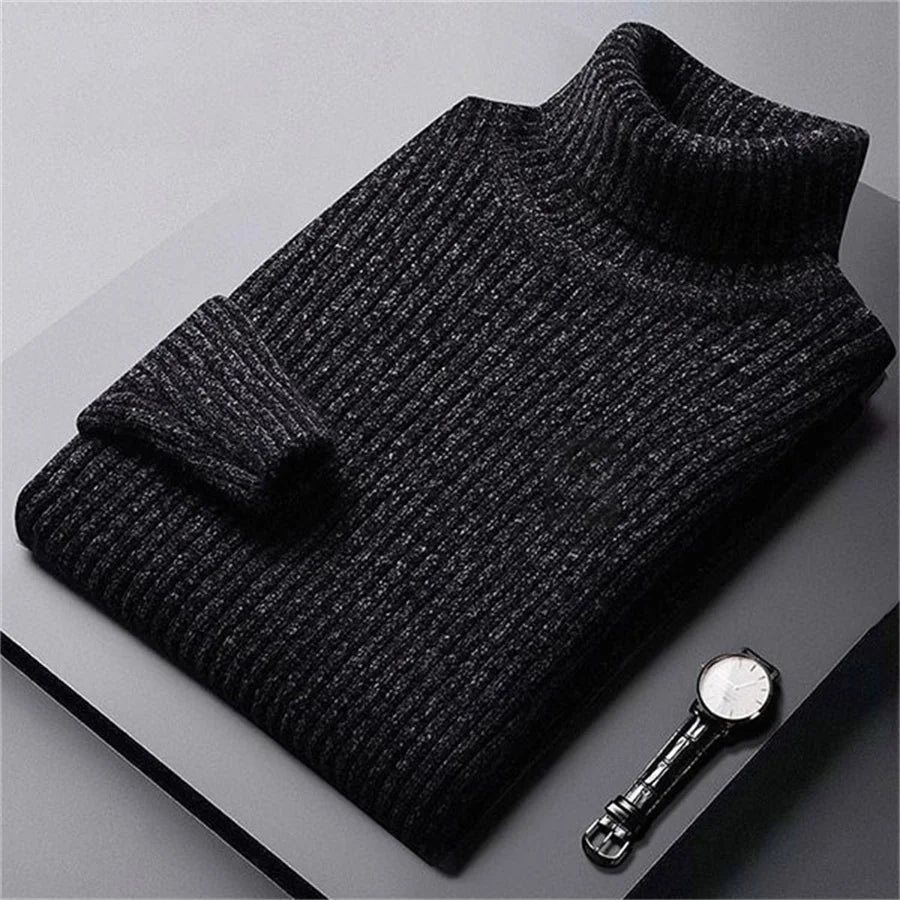 Gray men's warm thick sweater with a high neckline, suitable for winter casual wear, from Corporación Turística.