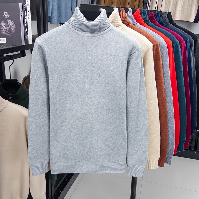 Blue navy men's high-neck sweater by Corporación Turística, warm, premium-quality knit for autumn and winter.