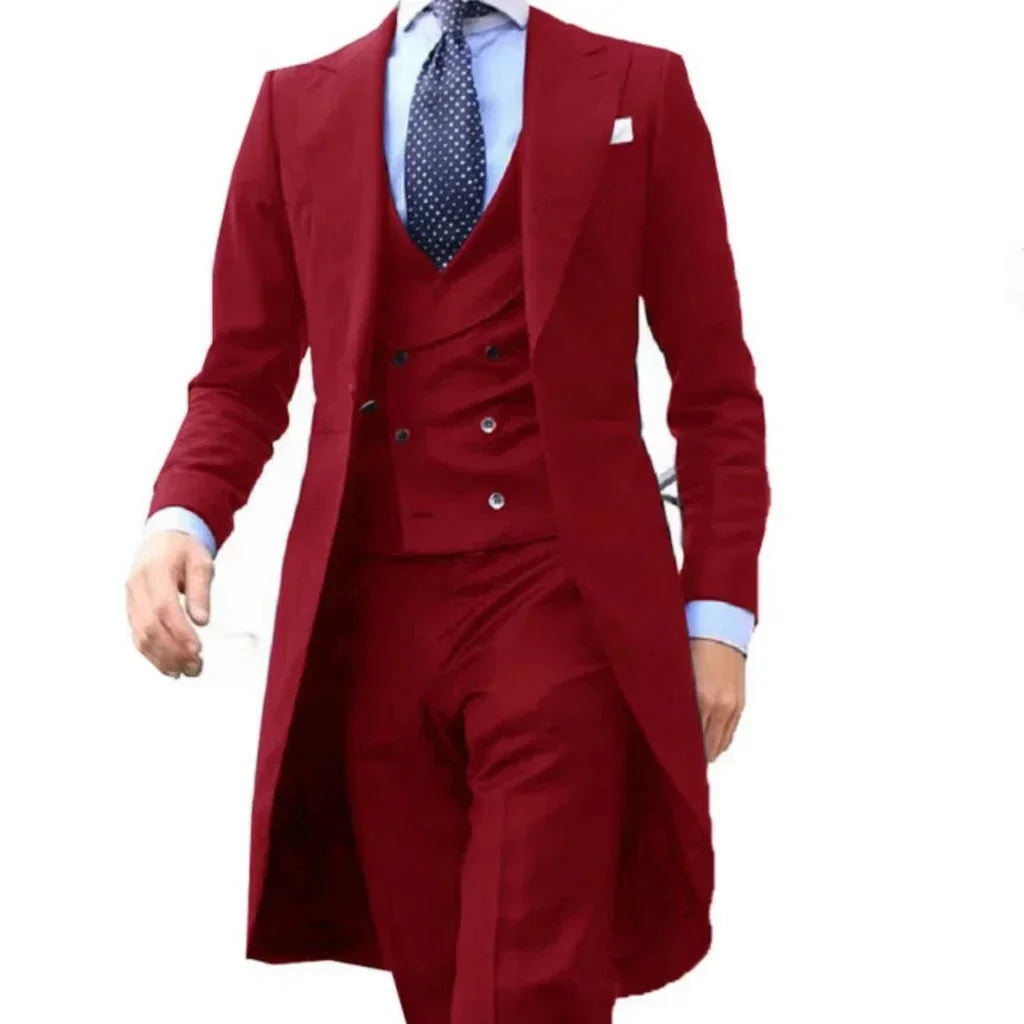 Traje de Hombre 3 Piezas Peak Lapel Cola Larga Formal