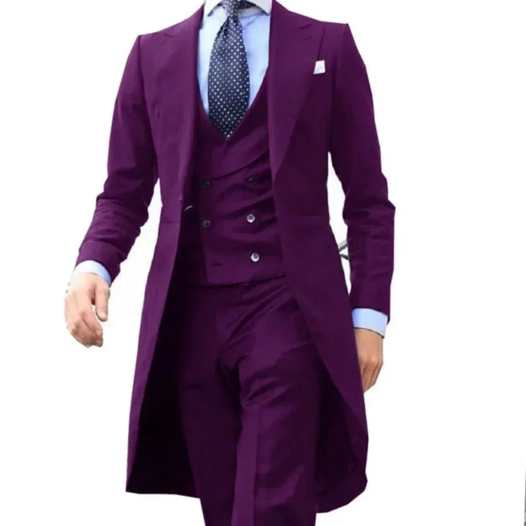 Traje de Hombre 3 Piezas Peak Lapel Cola Larga Formal