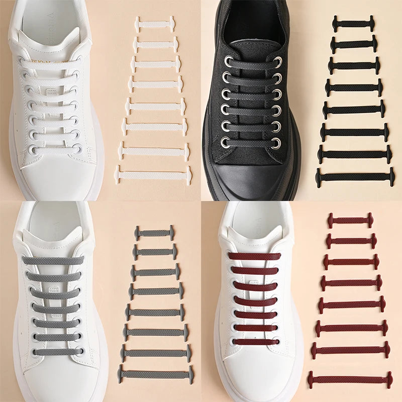 Cordones de Silicona COSYLEE: 16 Pares Elásticos sin Atar