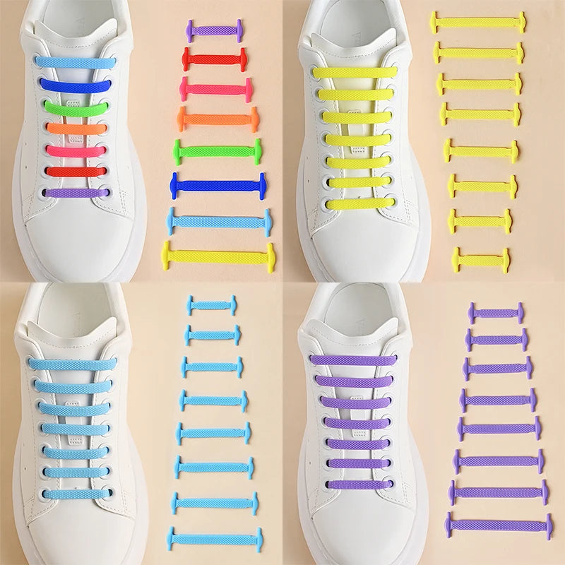 Cordones de Silicona COSYLEE: 16 Pares Elásticos sin Atar