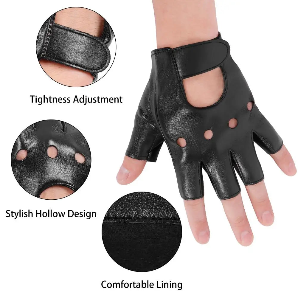 DOMEN Guantes Cuero Sintético Sin Dedos Unisex - Moto, Fitness - Corporación Turística