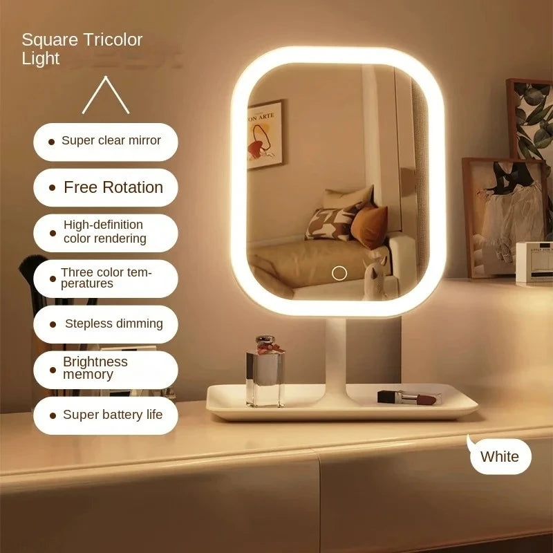 Espejo Maquillaje LED Táctil 3 Tonos de Luz Regulable