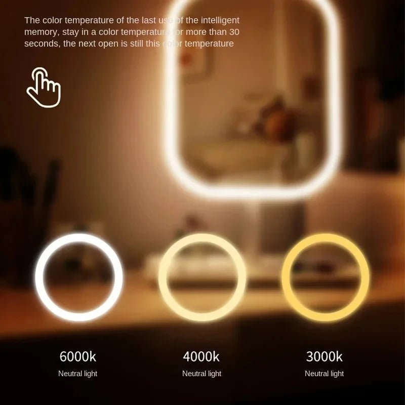 Espejo Maquillaje LED Táctil 3 Tonos de Luz Regulable