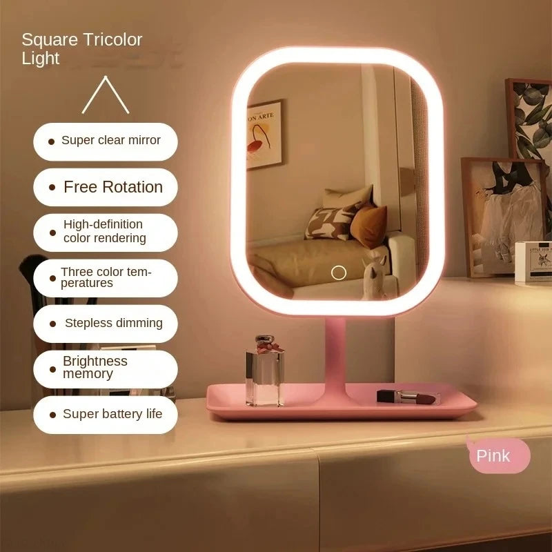 Espejo Maquillaje LED Táctil 3 Tonos de Luz Regulable
