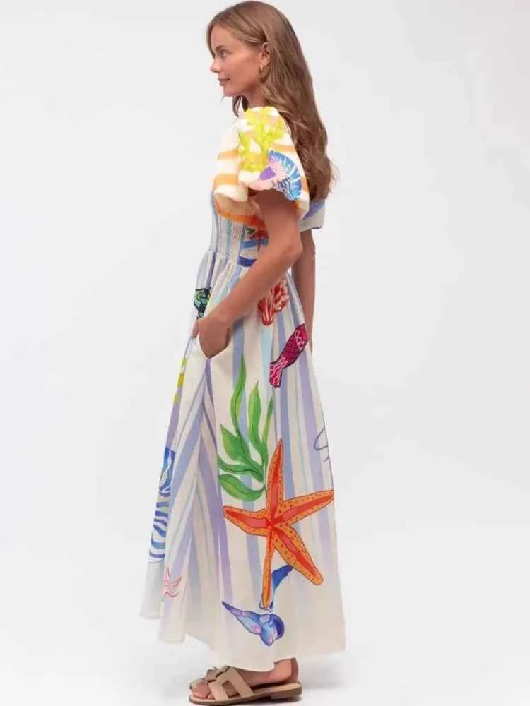 Vestido Maxi de Playa Estampado 2026 | Fansumgo | Estilo Bata