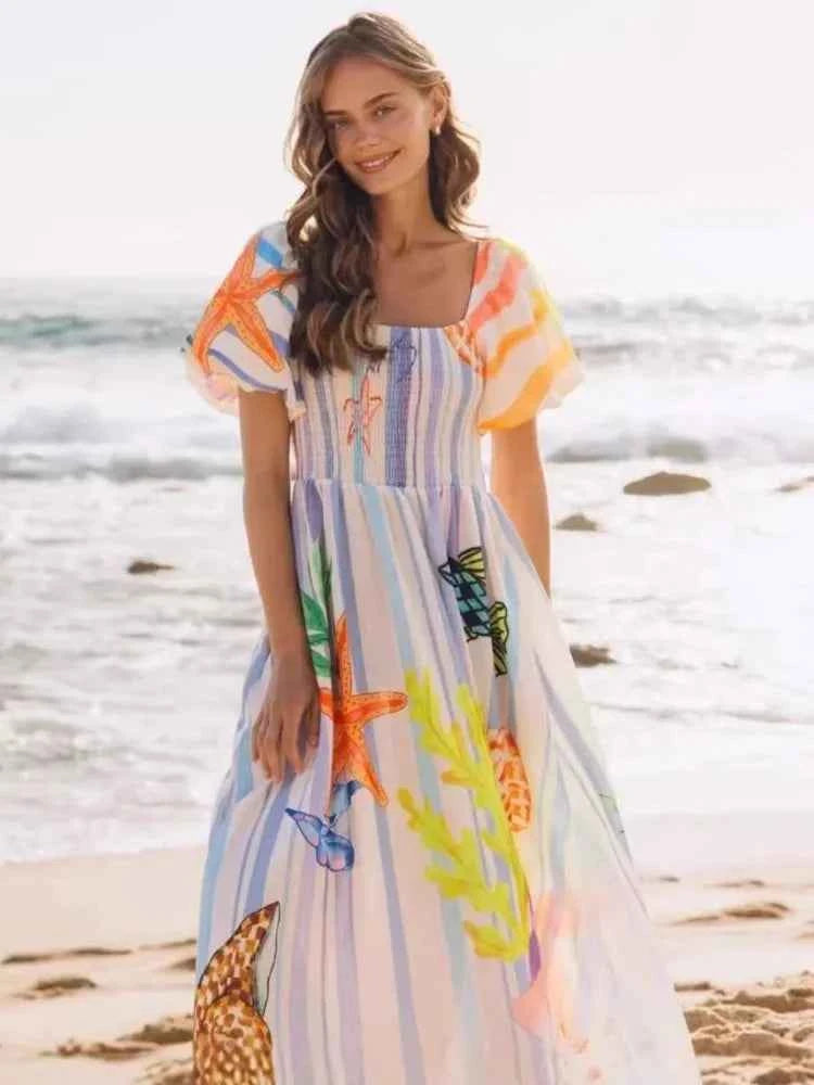 Vestido Maxi de Playa Estampado 2026 | Fansumgo | Estilo Bata