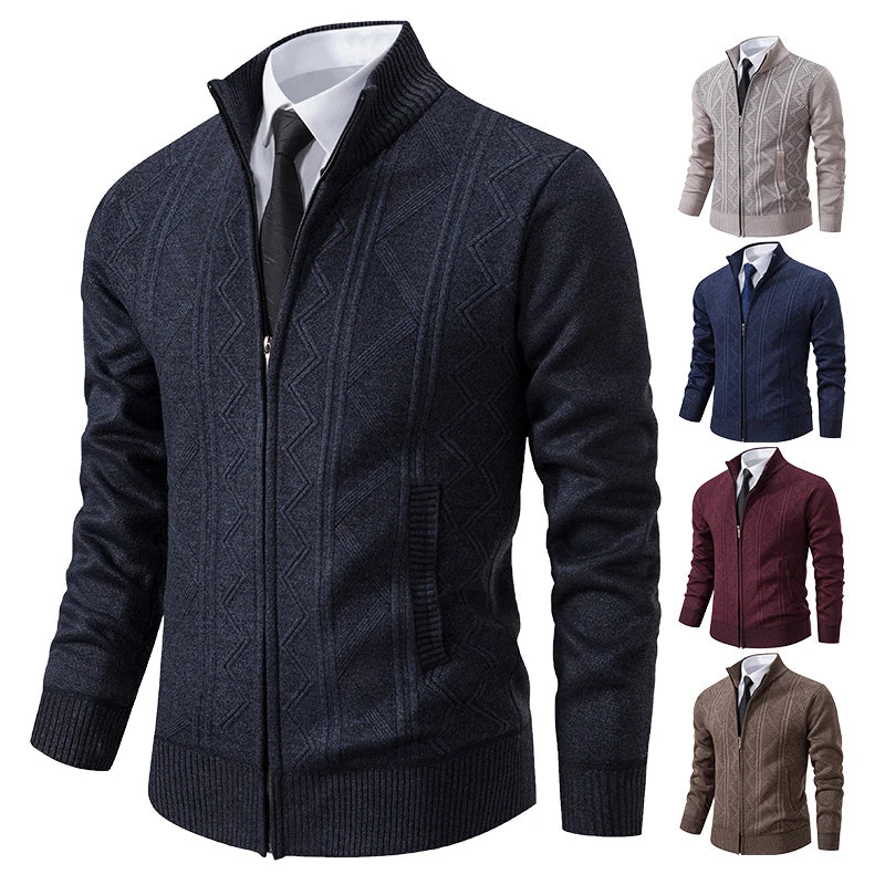 Chaqueta Punto Gruesa Hombre FAVOCENT Cuello Levantado Invierno - Corporación Turística