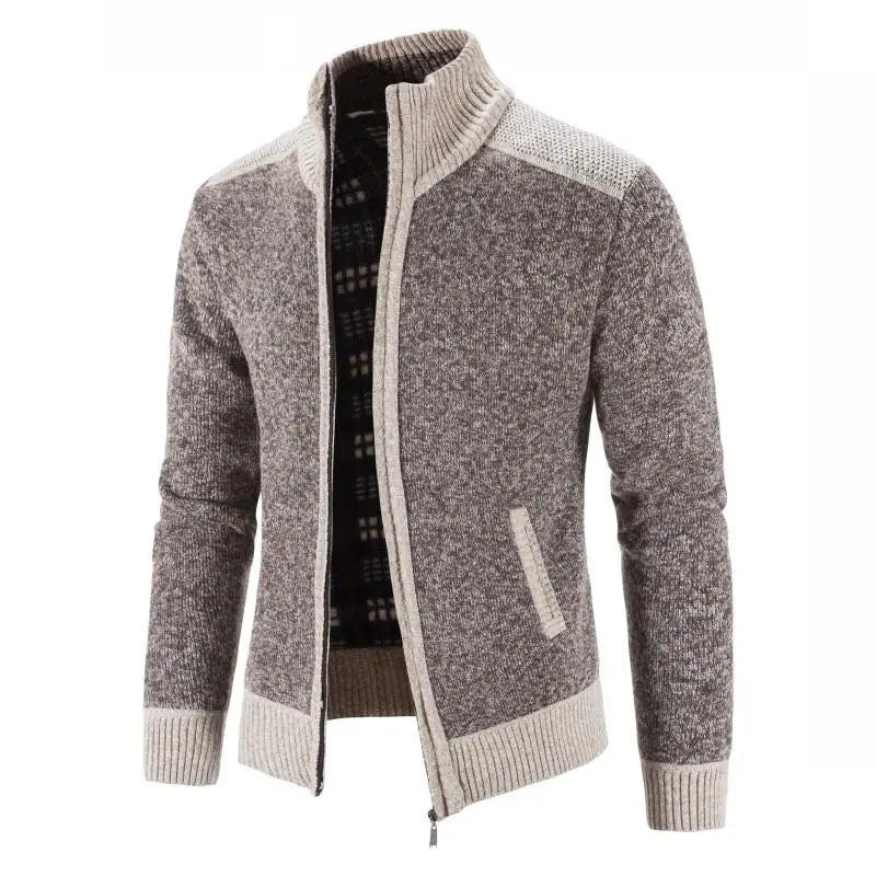 Cárdigan Patchwork Hombre Cuello Alto Grueso Cálido Favocent