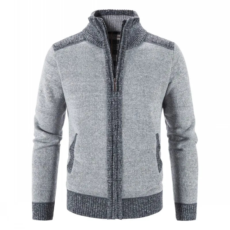 Cárdigan Patchwork Hombre Cuello Alto Grueso Cálido Favocent