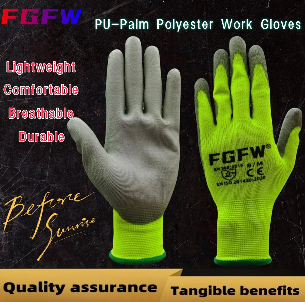 10 Pares Guantes Trabajo PU Certif. EN 388/ISO20471 Seguridad Tallas S-XL - Corporación Turística