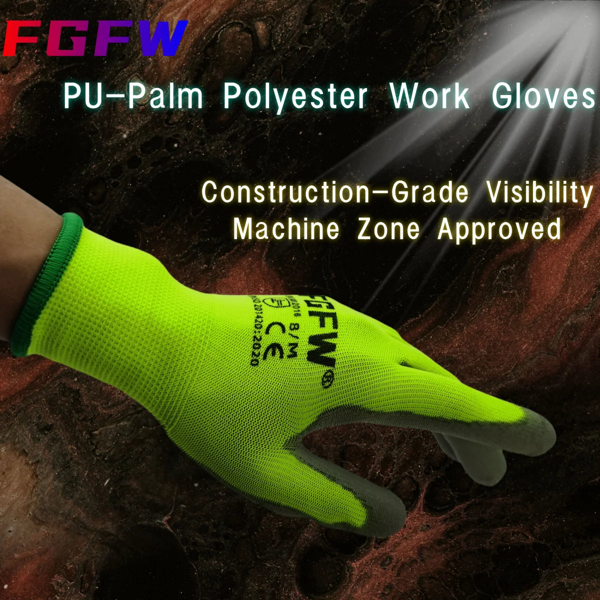 10 Pares Guantes Trabajo PU Certif. EN 388/ISO20471 Seguridad Tallas S-XL - Corporación Turística