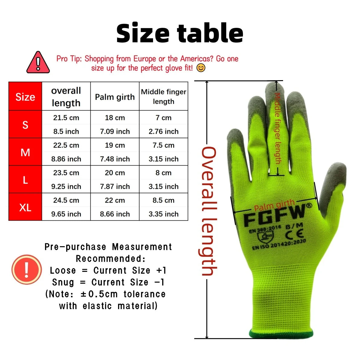 10 Pares Guantes Trabajo PU Certif. EN 388/ISO20471 Seguridad Tallas S-XL - Corporación Turística