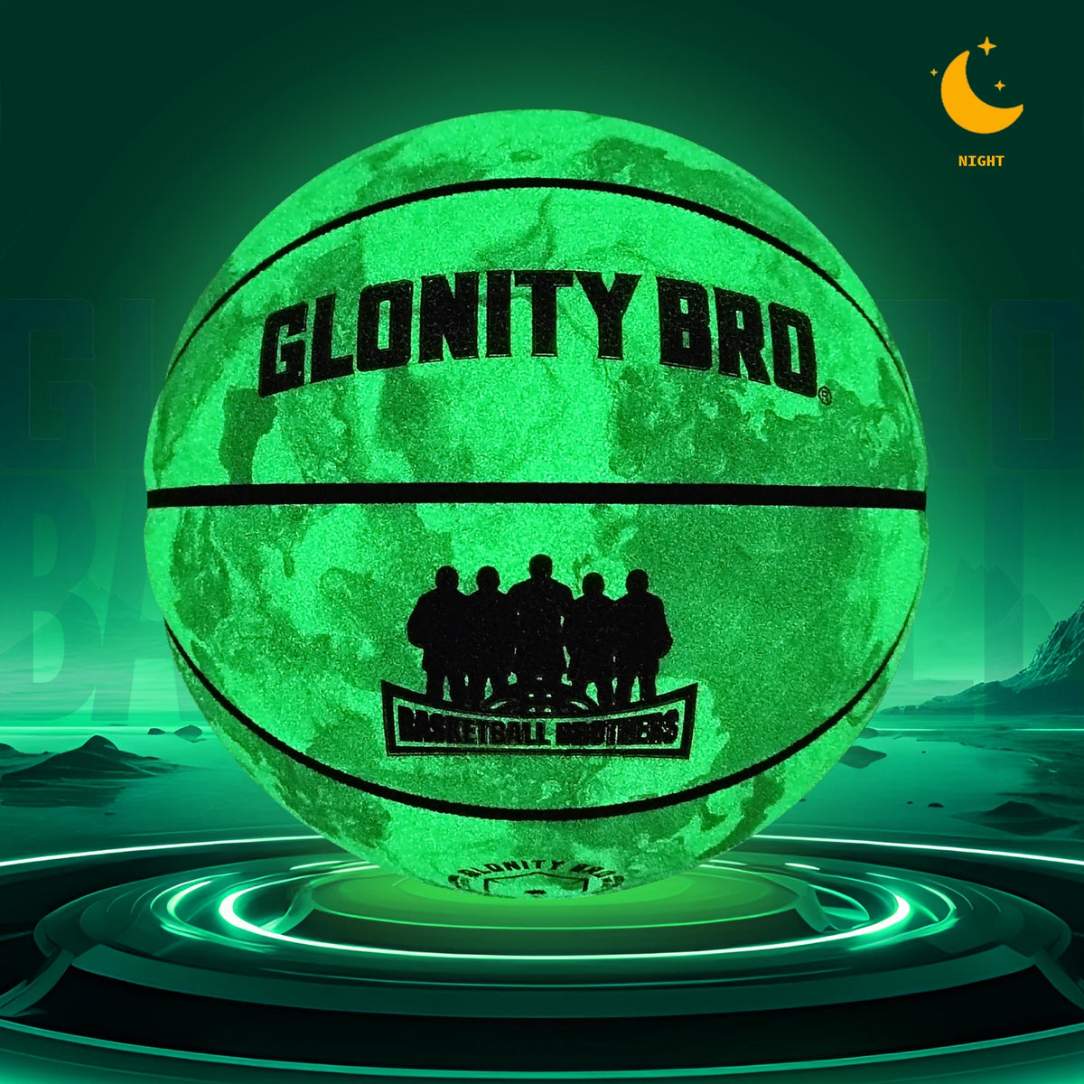 Balón Baloncesto Luminoso Oficial 7 | Glonity Bro | Duradero Verde - Corporación Turística