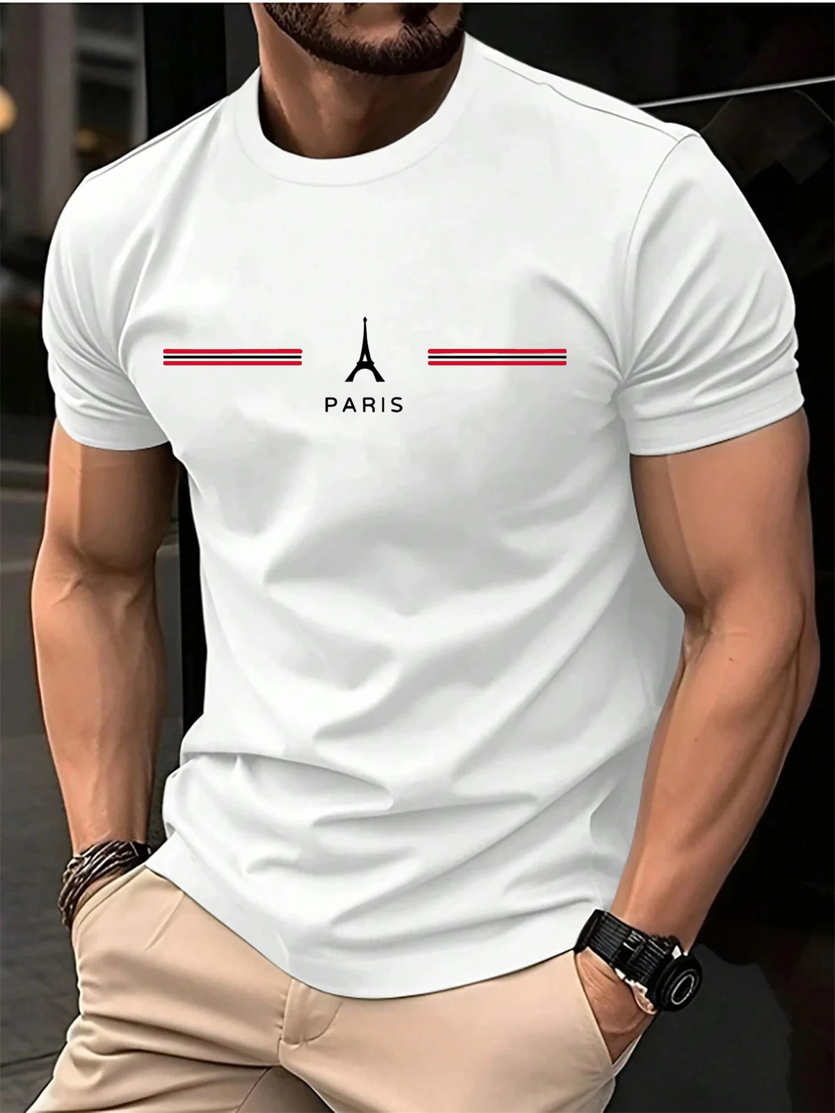 Camiseta París Algodón Hombre Cuello Redondo Oversize Casual - Corporación Turística