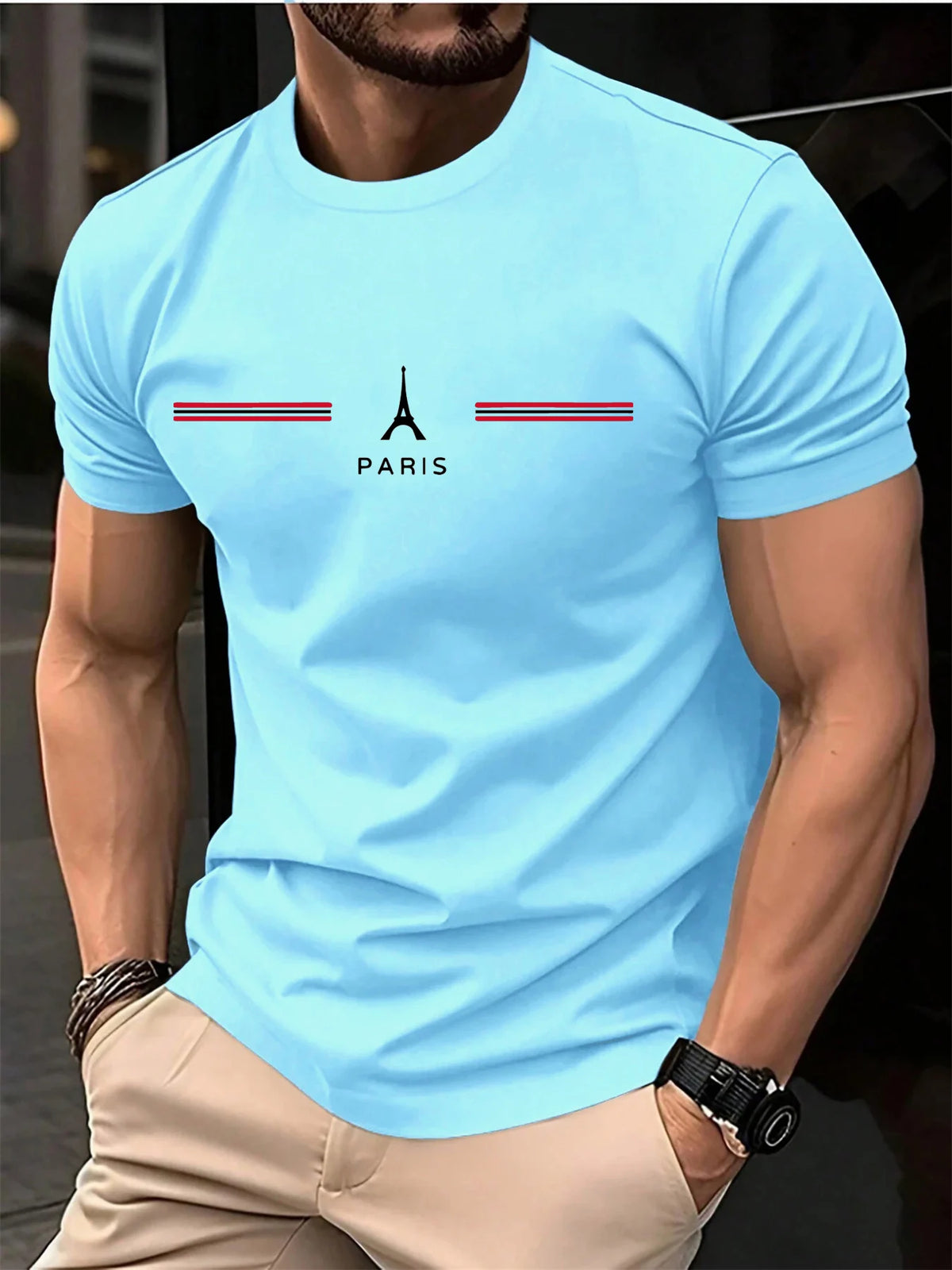 Camiseta París Algodón Hombre Cuello Redondo Oversize Casual - Corporación Turística