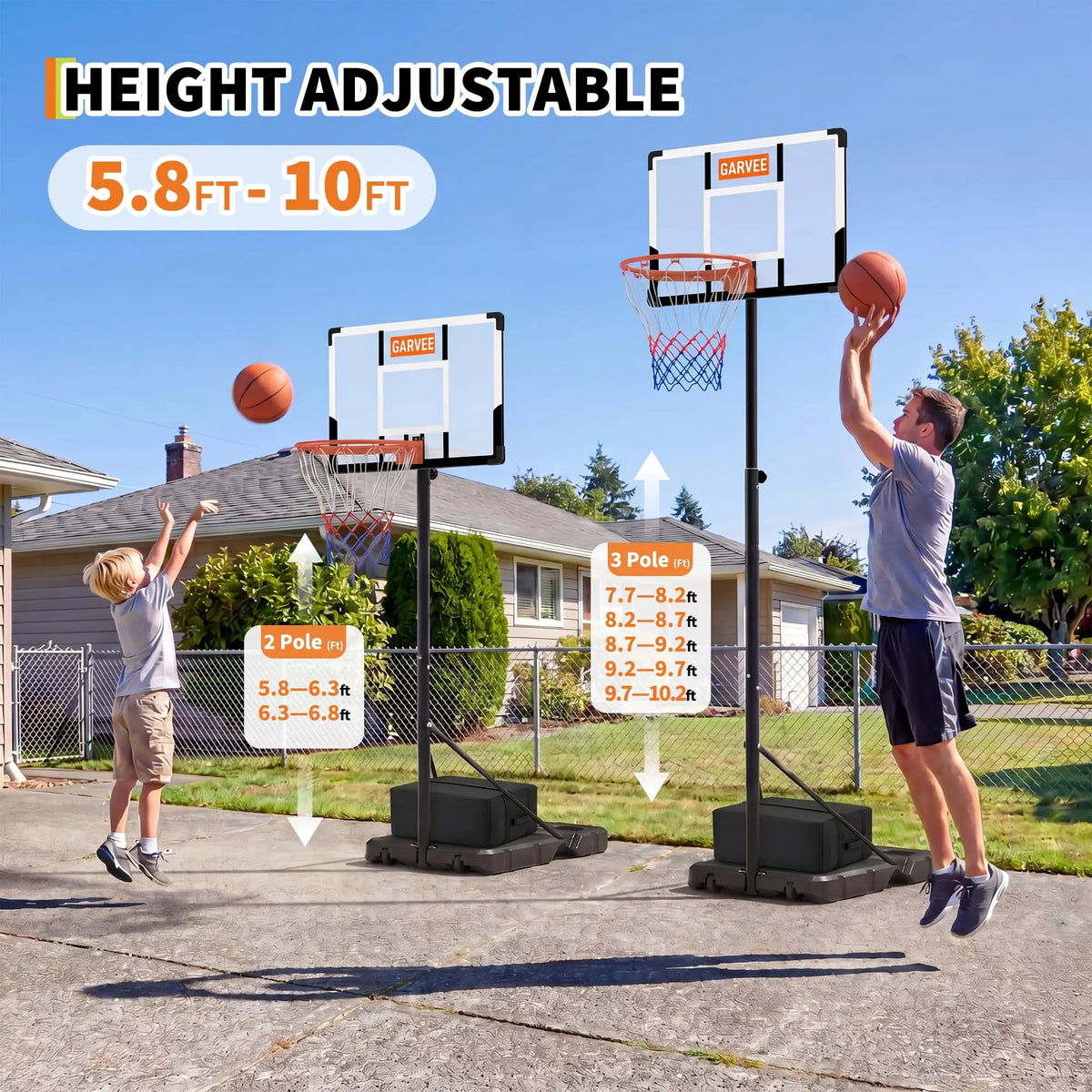 Aro Baloncesto Portátil Ajustable 10 Pies HiMISS - Uso Interior/Exterior - Corporación Turística