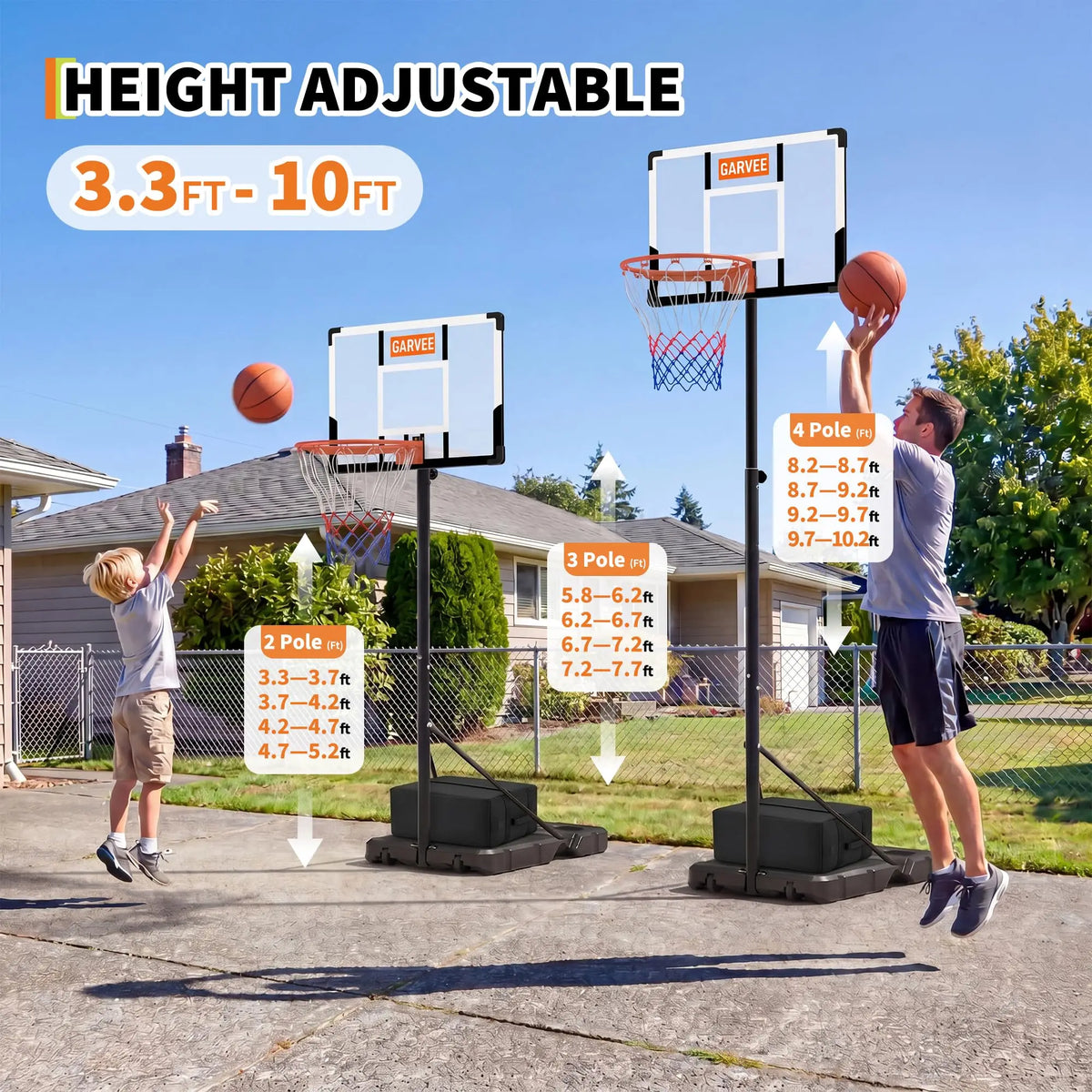 Aro Baloncesto Portátil Ajustable 10 Pies HiMISS - Uso Interior/Exterior - Corporación Turística