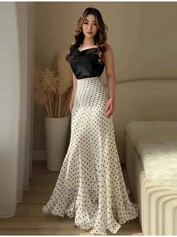 Falda Sirena Lunares Volantes Cintura Alta HOLD YOUNG | Elegante Verano