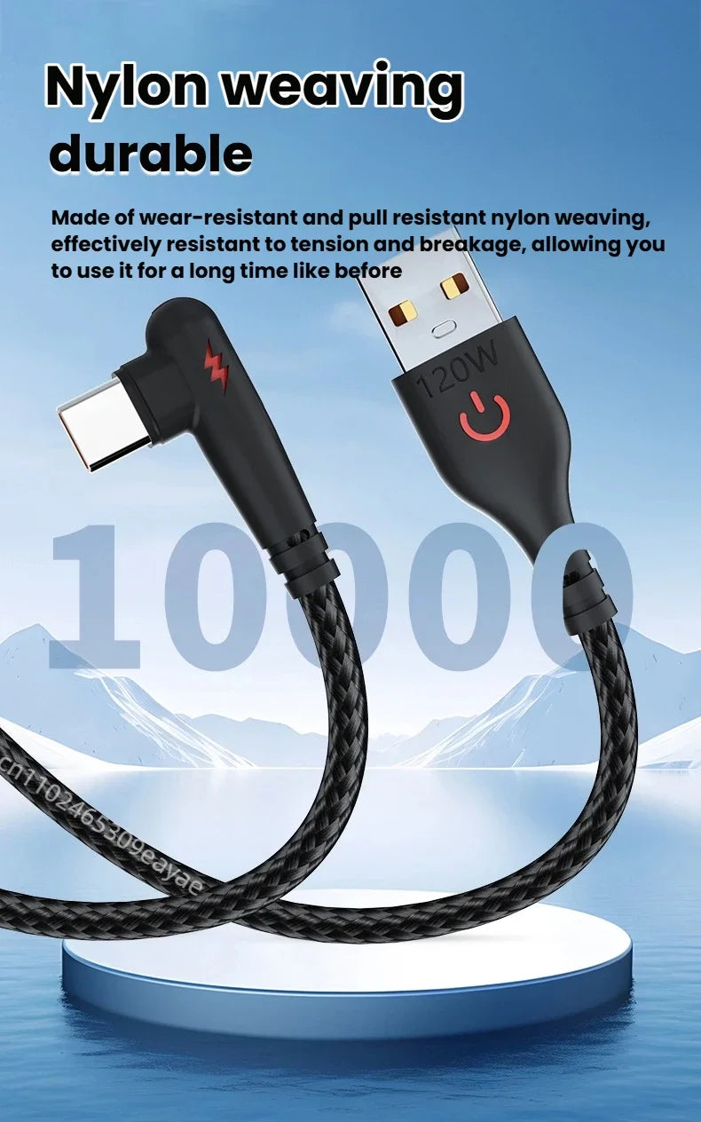 HOMEFISH Cable USB-C 120W 90° Carga Rápida Datos Alta Velocidad - Corporación Turística
