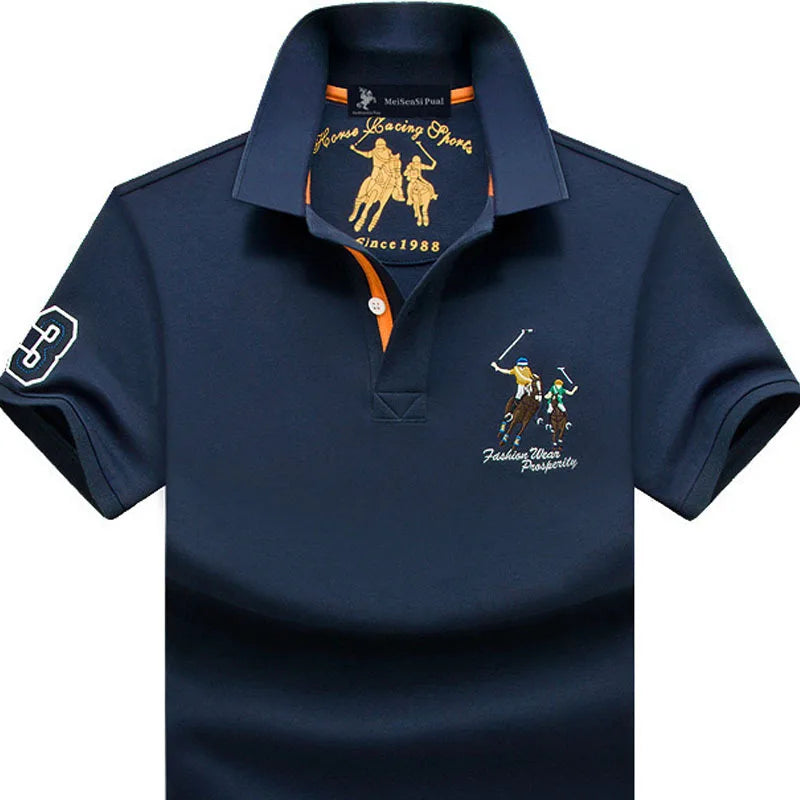 Camiseta Polo Hombre Algodón Talla Grande Bordada - Casual Verano - Corporación Turística