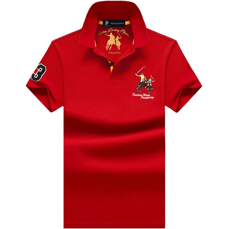 Camiseta Polo Hombre Algodón Talla Grande Bordada - Casual Verano - Corporación Turística