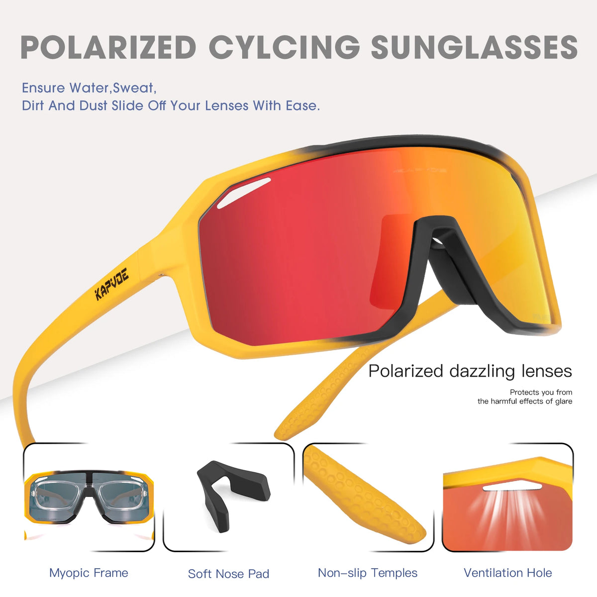 Gafas Ciclismo Kapvoe Hombre Polarizadas UV400 MTB + Marco Miopía - Corporación Turística