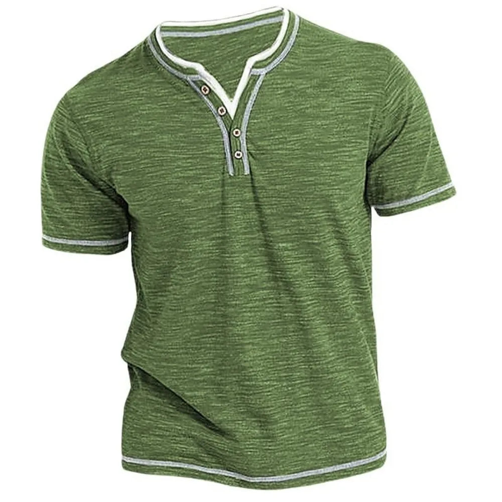 Camiseta Henley V-Neck Hombre King Billion Ajustada Elástica - Corporación Turística