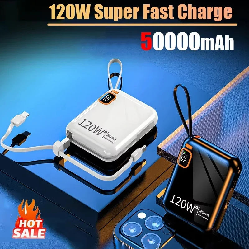 Power Bank 120W 50000mAh Carga Rápida Portátil 2 en 1