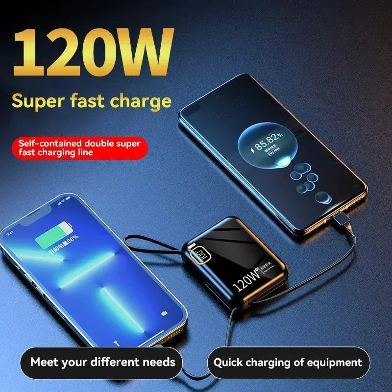 Power Bank 120W 50000mAh Carga Rápida Portátil 2 en 1