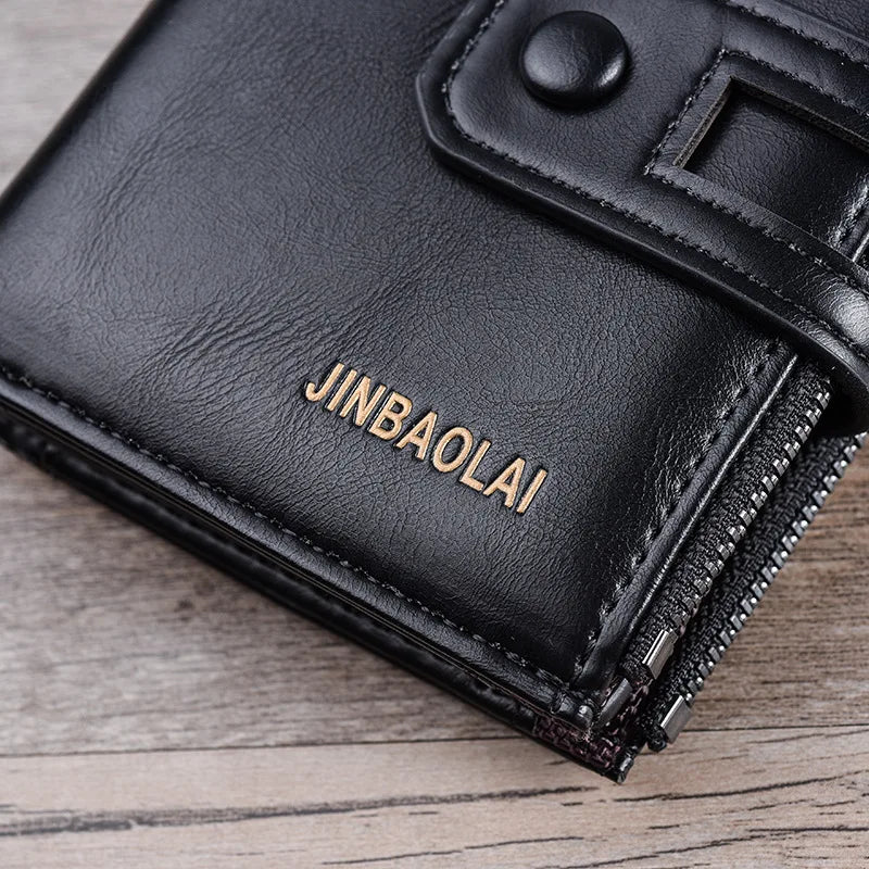 Carteras para Hombre de Cuero PU Vintage | Doble Cremallera | Tarjetero